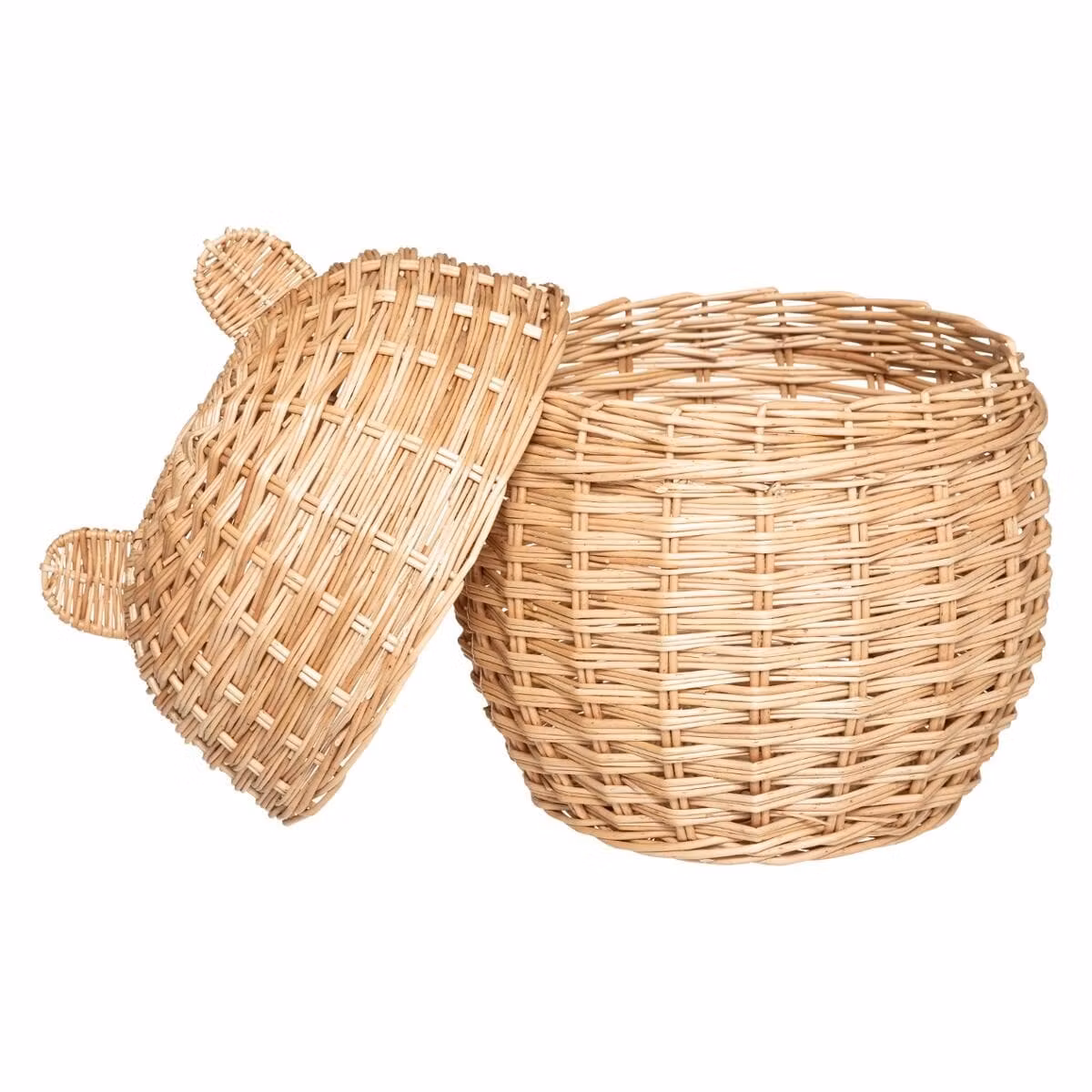 Opbevaringskurv med ører, rattan