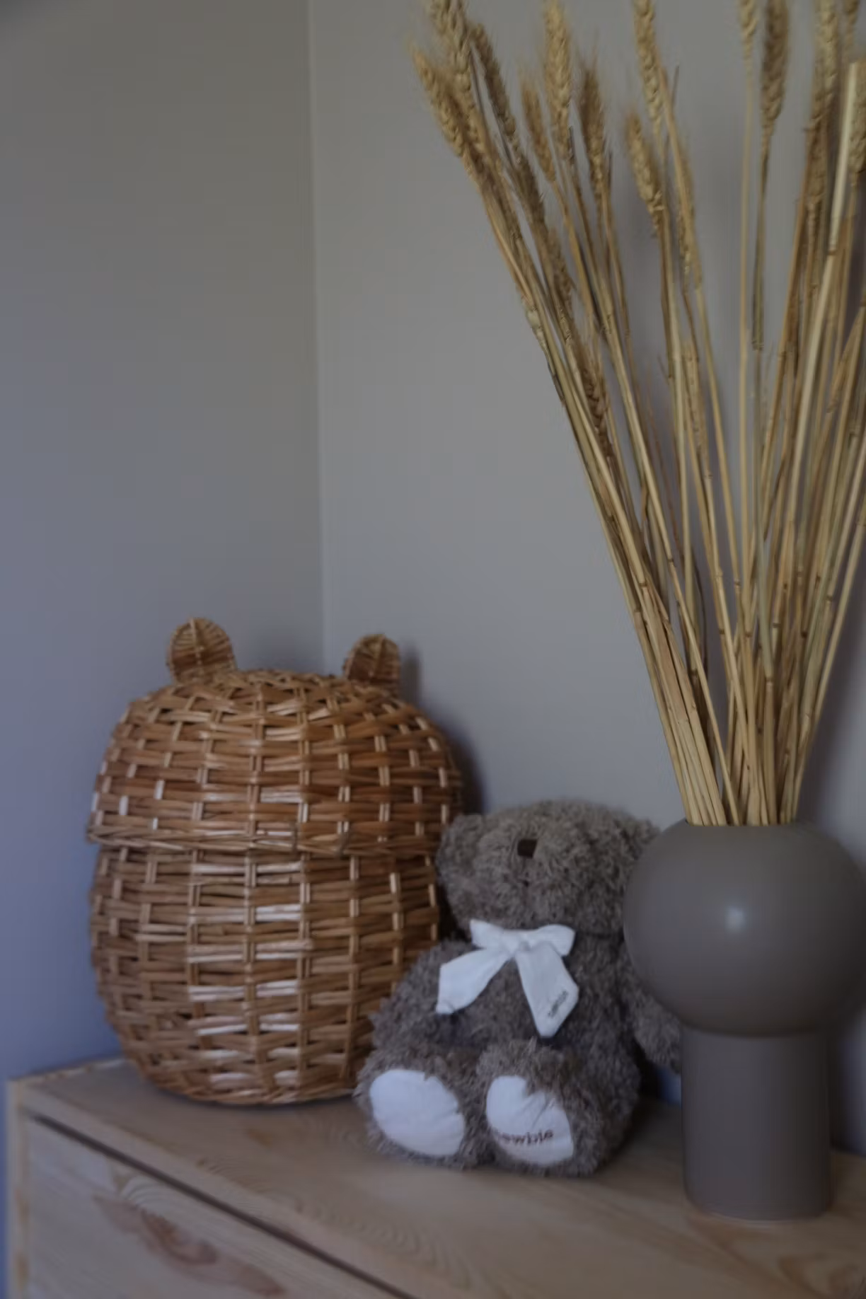 Opbevaringskurv med ører, rattan