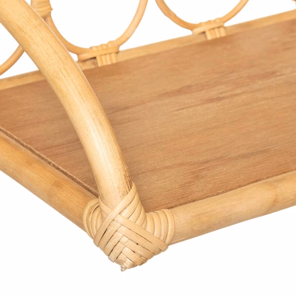 Væghylde i rattan, beige