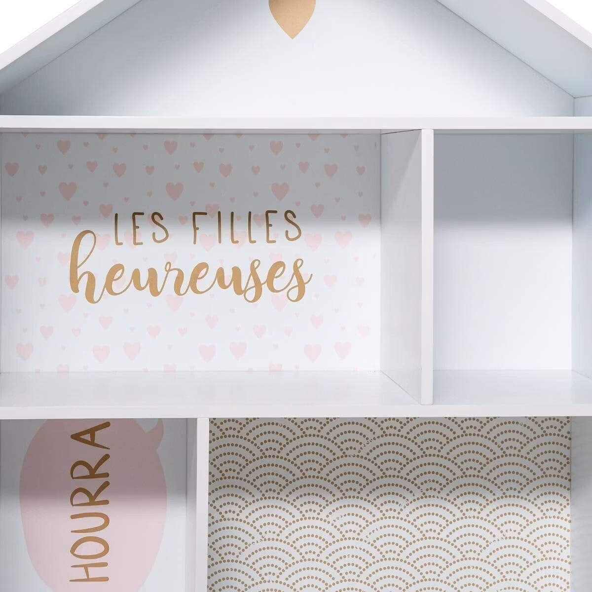 Dukkehus reol, hvid/lyserød