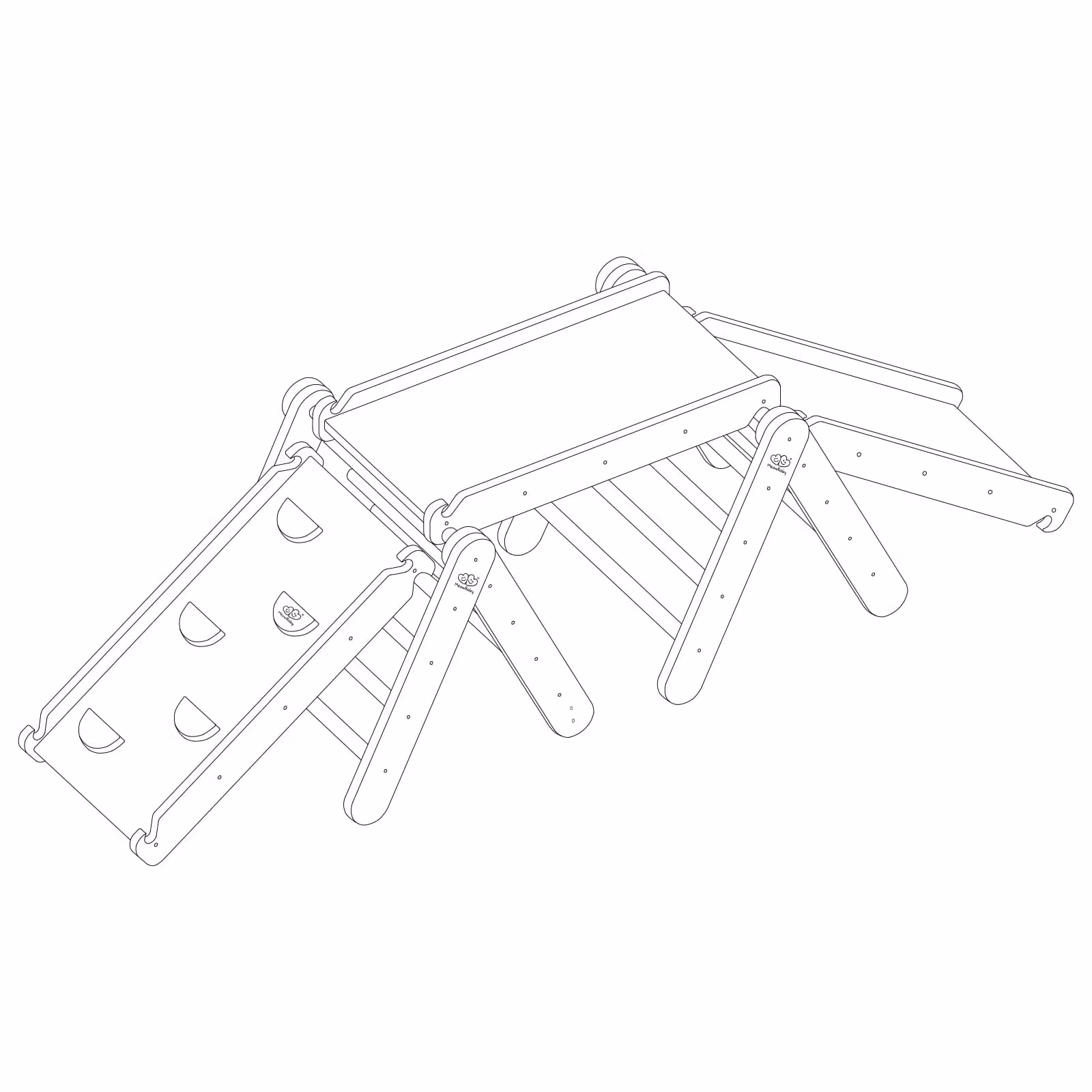 Meow, klatretrekant med klatrevæg og rutsjebane, sort