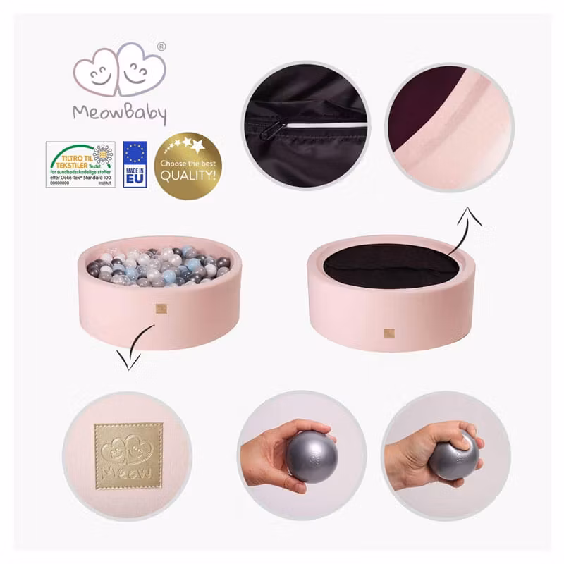 Meow, ecru boldbassin i fløjl med 250 bolde, Angel