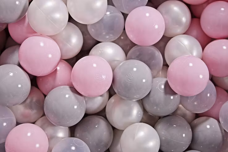 Meow, lysegrå boldbassin med 300 bolde (lyserød, perlemor, grå)