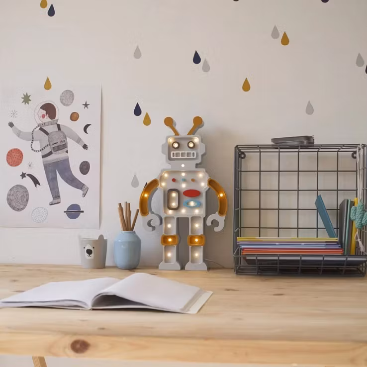 Little Lights, Lampe til børneværelset, Robot Metallic grey