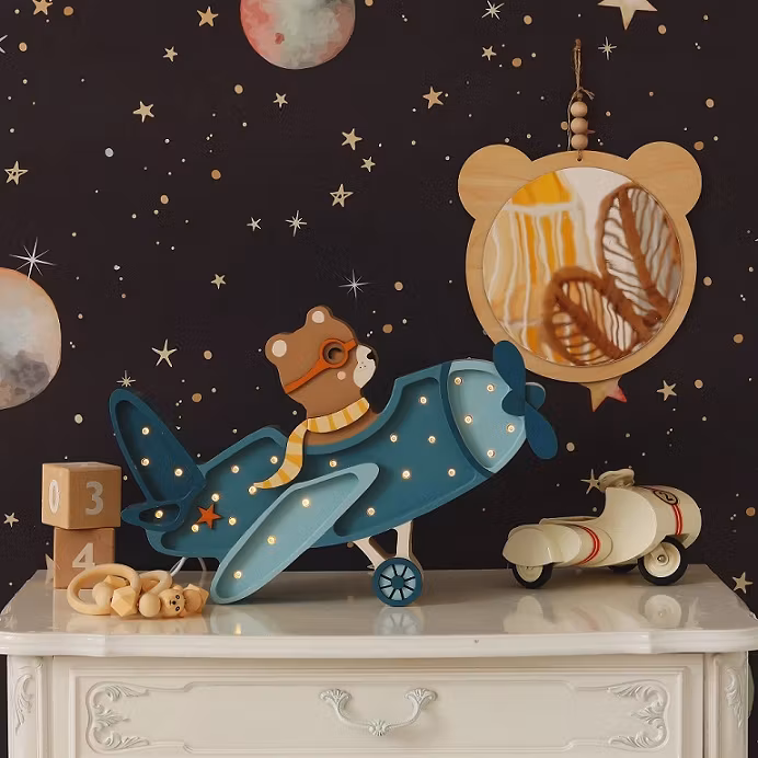 Little Lights, Lampe til børneværelset, Vintage fly blå