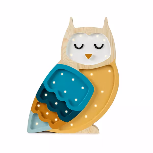 Little Lights, Lampe til børneværelset, Ugle Mustard/Blå