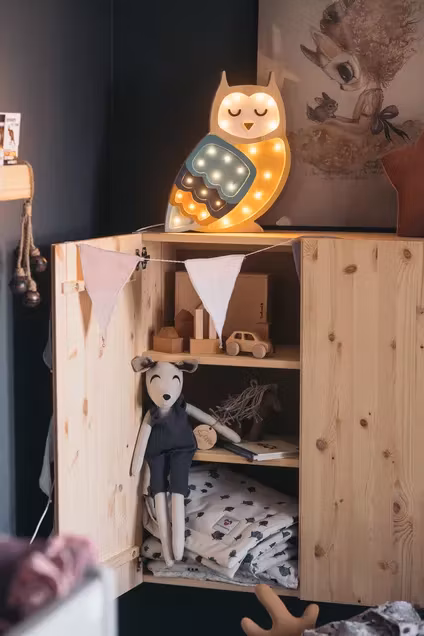 Little Lights, Lampe til børneværelset, Ugle Mustard/Blå