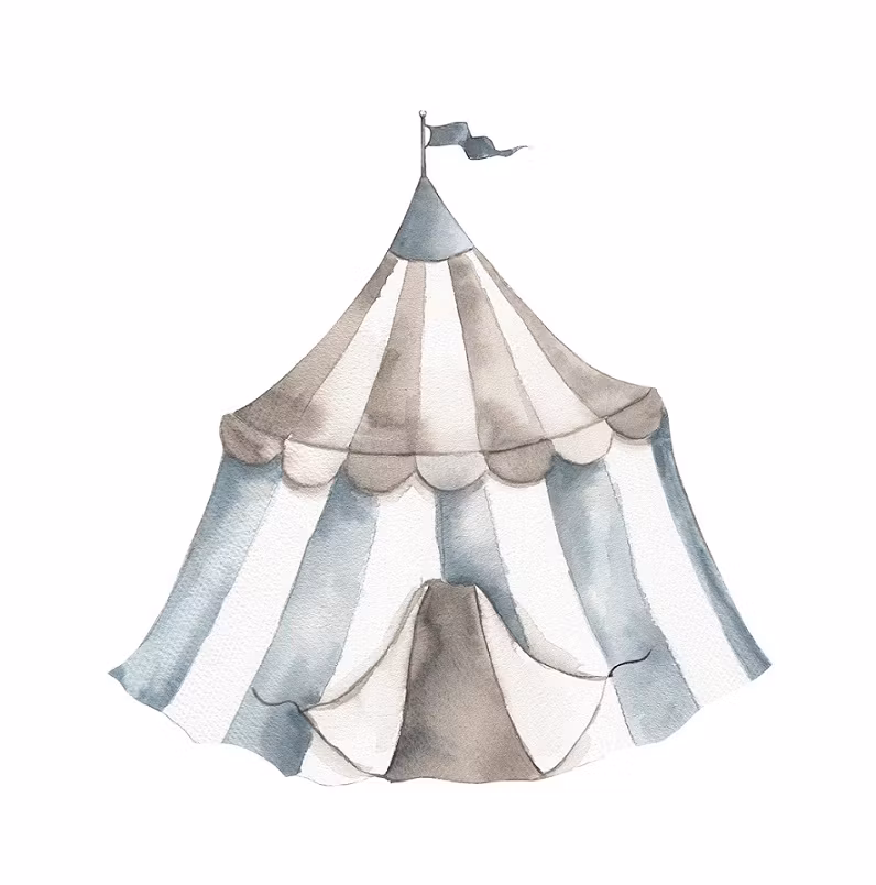 Babylove, wallstickers Cirkustelt dusty blue