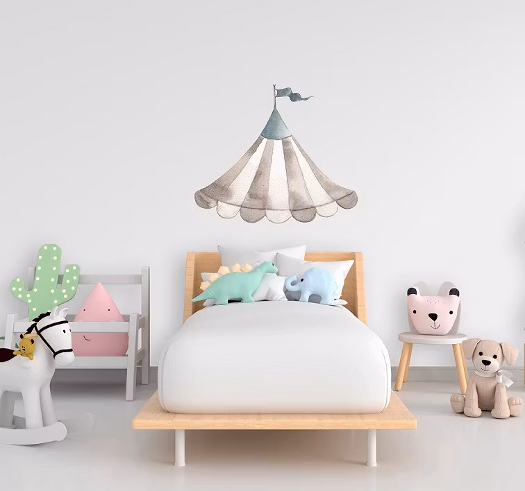 Babylove, wallstickers Cirkustag dusty blue