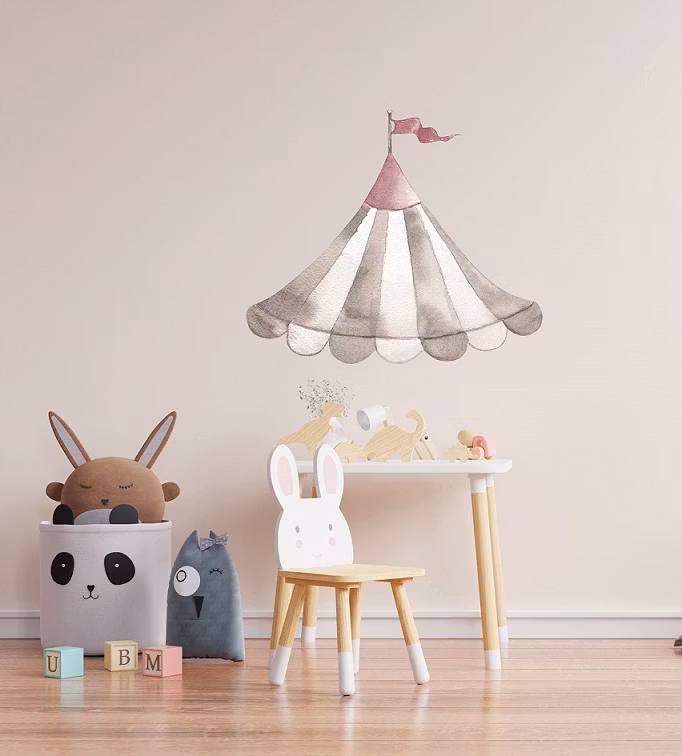 Babylove, wallstickers Cirkustag dusty pink