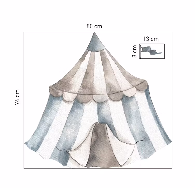 Babylove, wallstickers Cirkustelt dusty blue