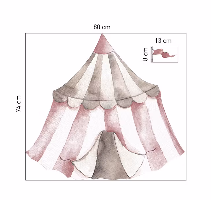 Babylove, wallstickers Cirkustelt dusty pink