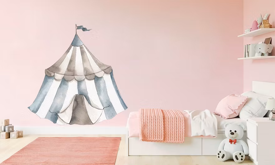 Babylove, wallstickers Cirkustelt dusty blue