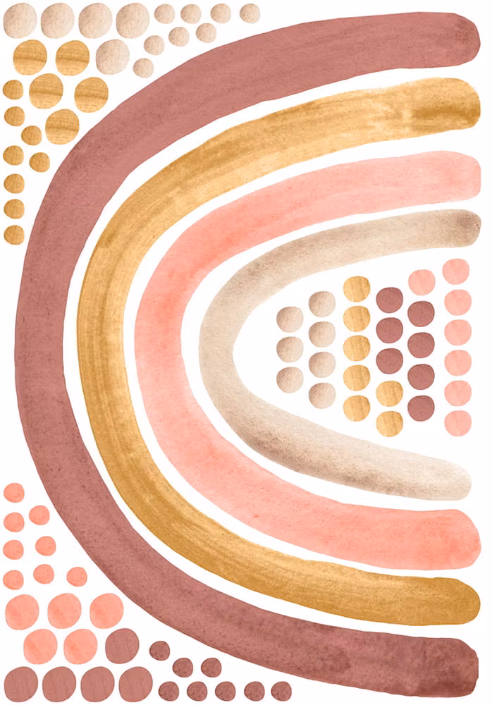 Babylove, wallsticker regnbue med prikker, dusty pink