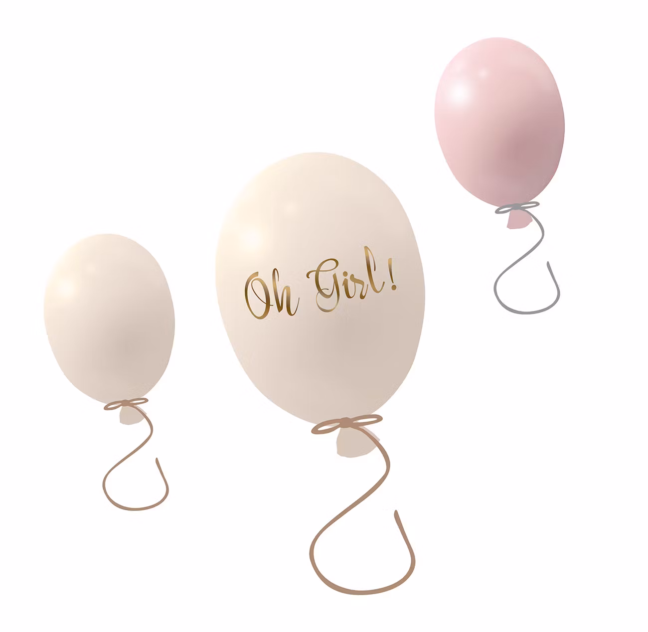 Wallsticker festballoner 3 stk, rose cream