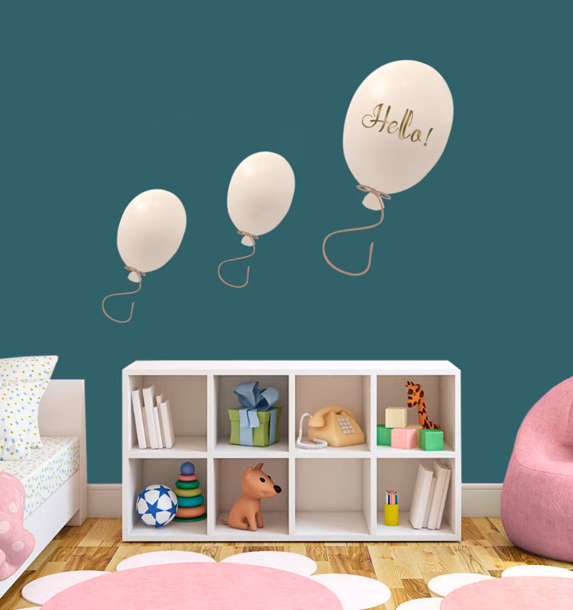 Wallsticker festballoner 3 stk, cream