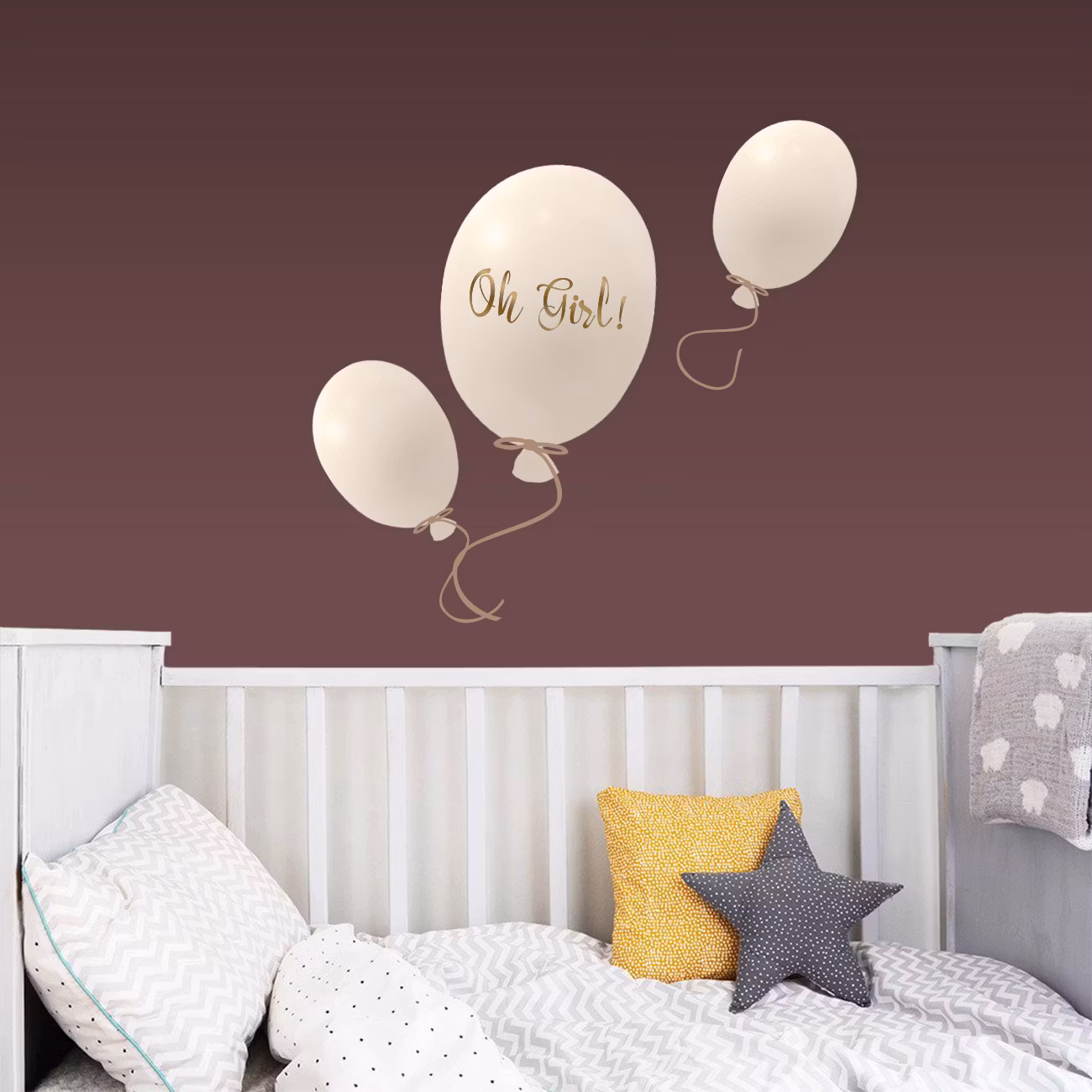 Wallsticker festballoner 3 stk, cream