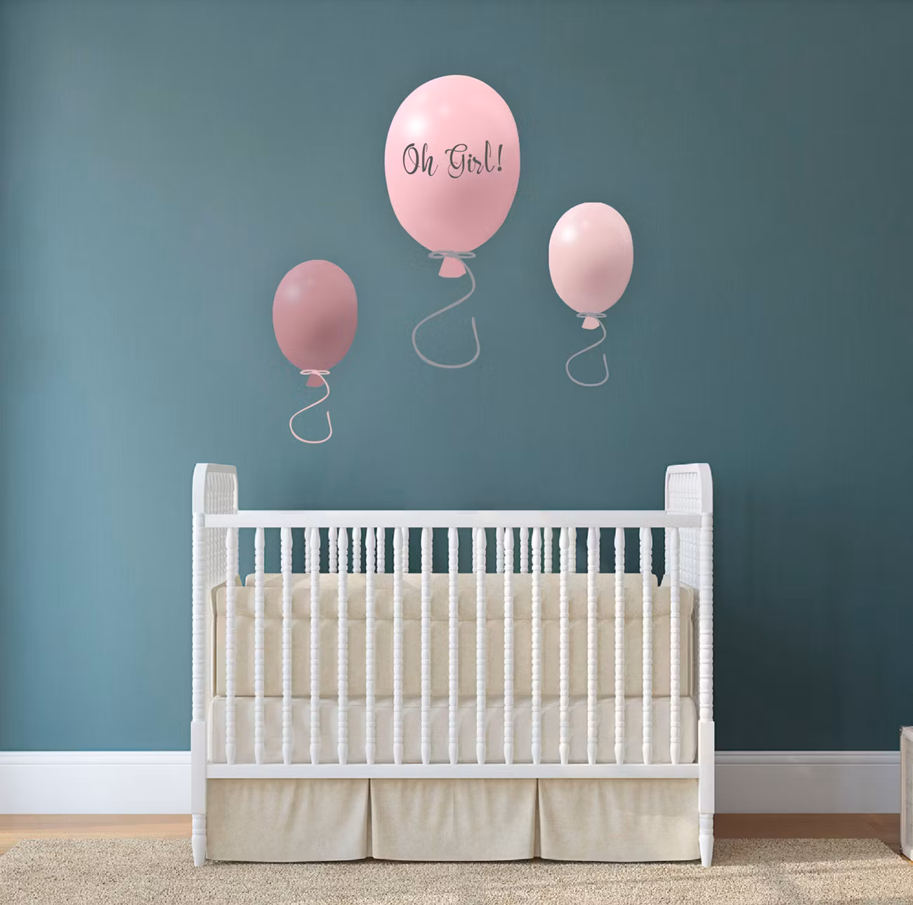 Wallsticker festballoner 3 stk, rose