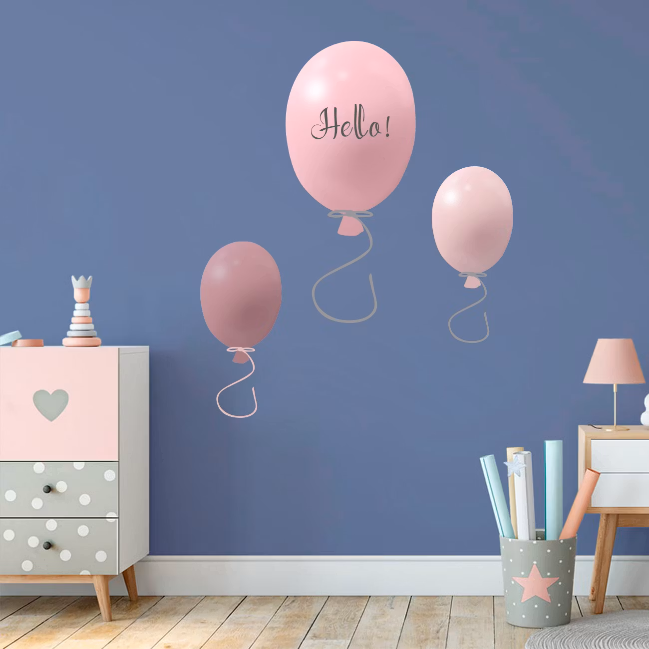 Wallsticker festballoner 3 stk, rose