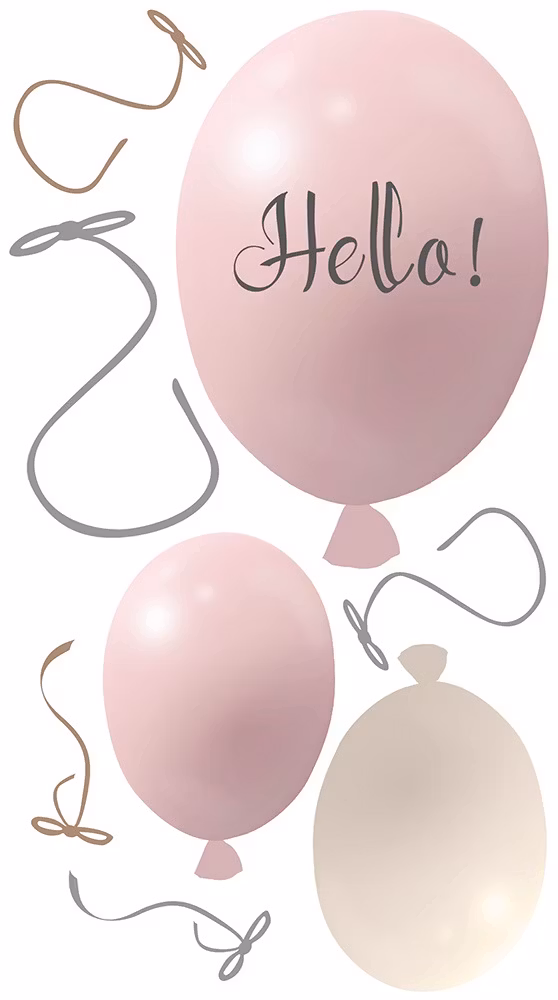 Wallsticker festballoner 3 stk, powder rose