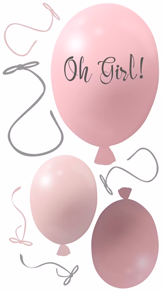 Wallsticker festballoner 3 stk, rose