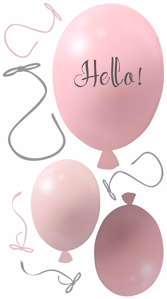 Wallsticker festballoner 3 stk, rose