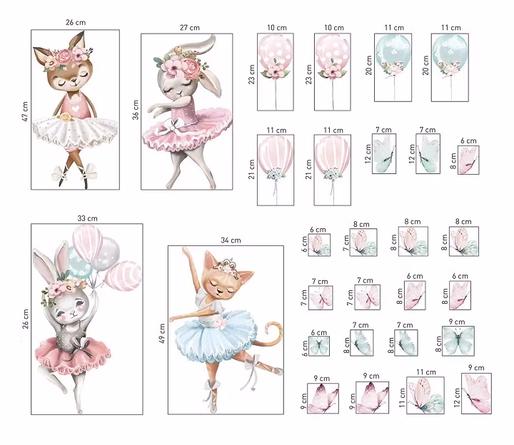 Wallstickers Pink ballerinas