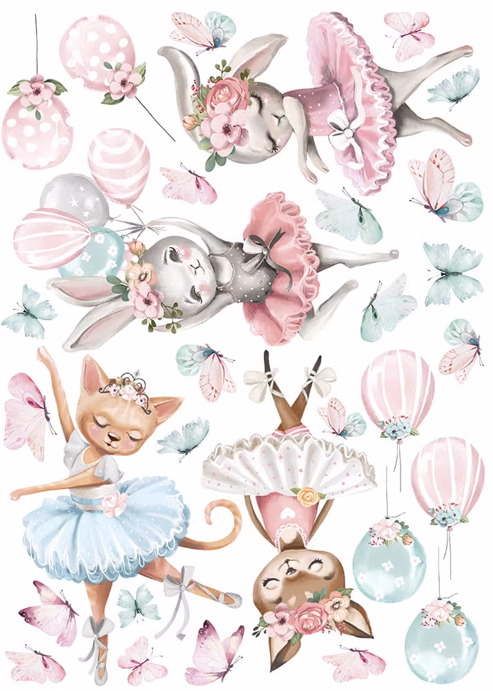 Wallstickers Pink ballerinas