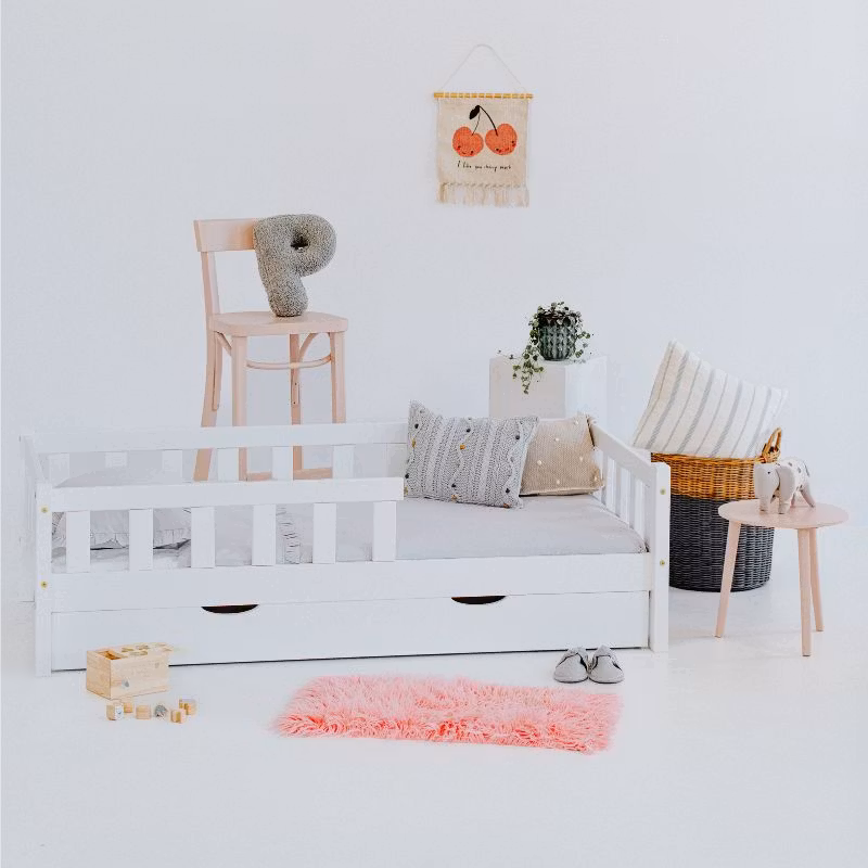 Juniorseng med opbevaring Henri, hvid