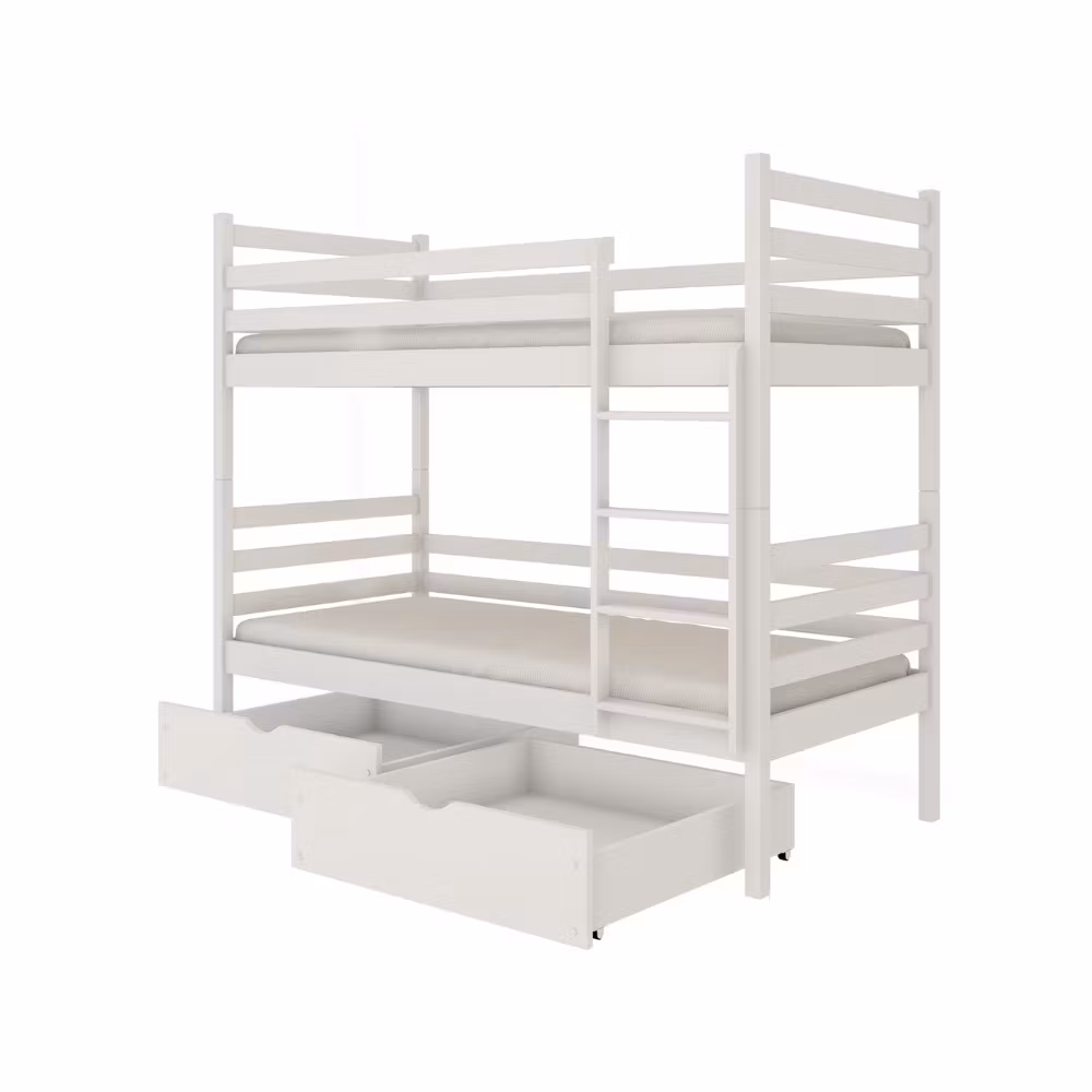 Hvid køjeseng med opbevaring, Naomi 90x200 cm