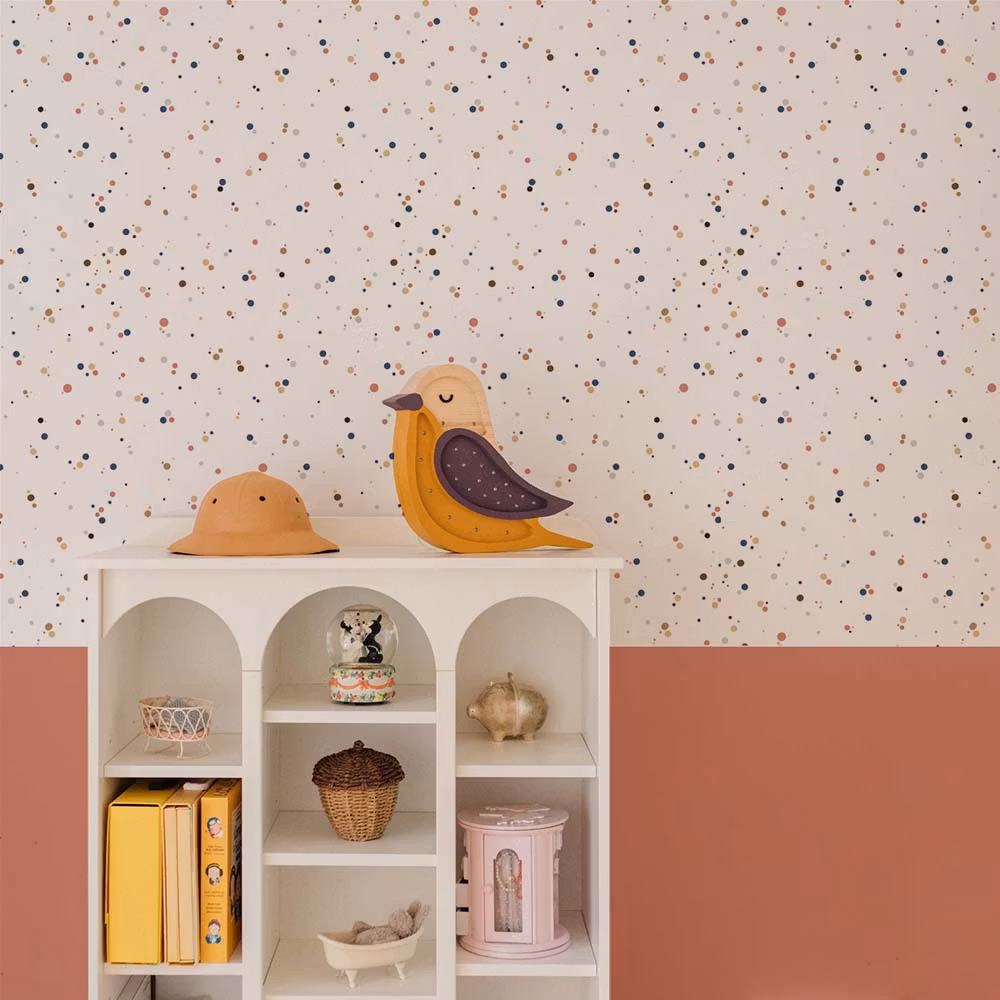 Dekornik, tapet Dots Minimini Cinnamon Blue