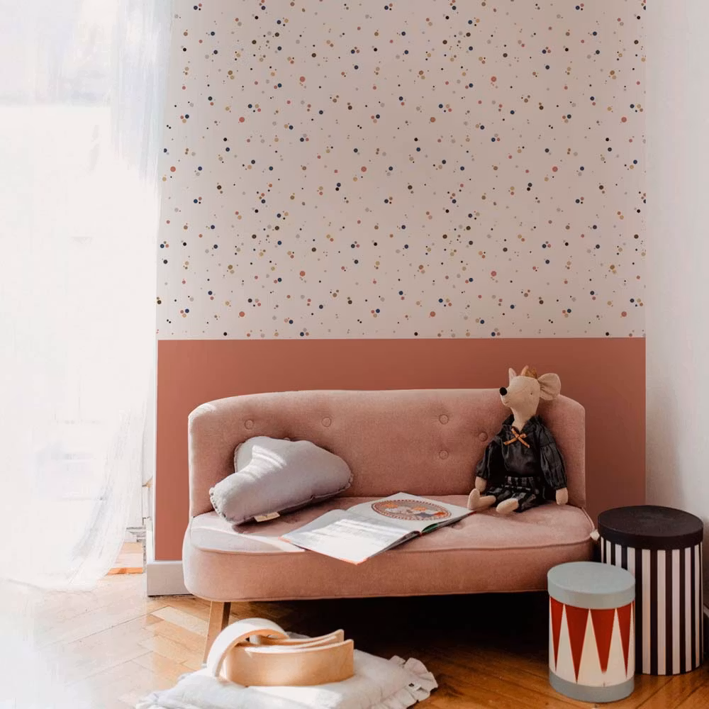 Dekornik, tapet Dots Minimini Cinnamon Blue