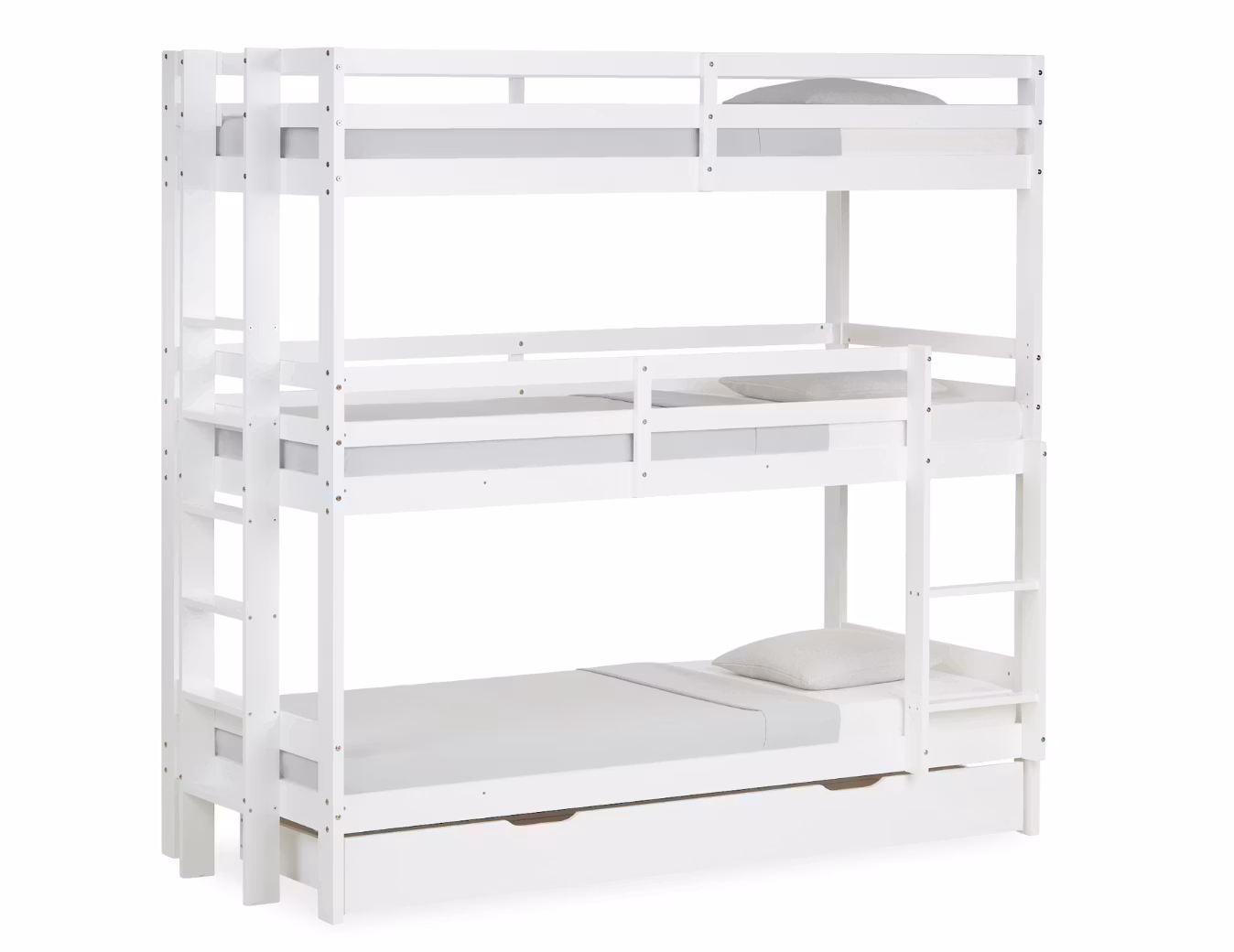 Hvid køjeseng med tre senge 90x200 cm