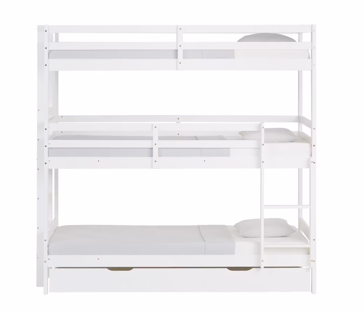 Hvid køjeseng med tre senge 90x200 cm