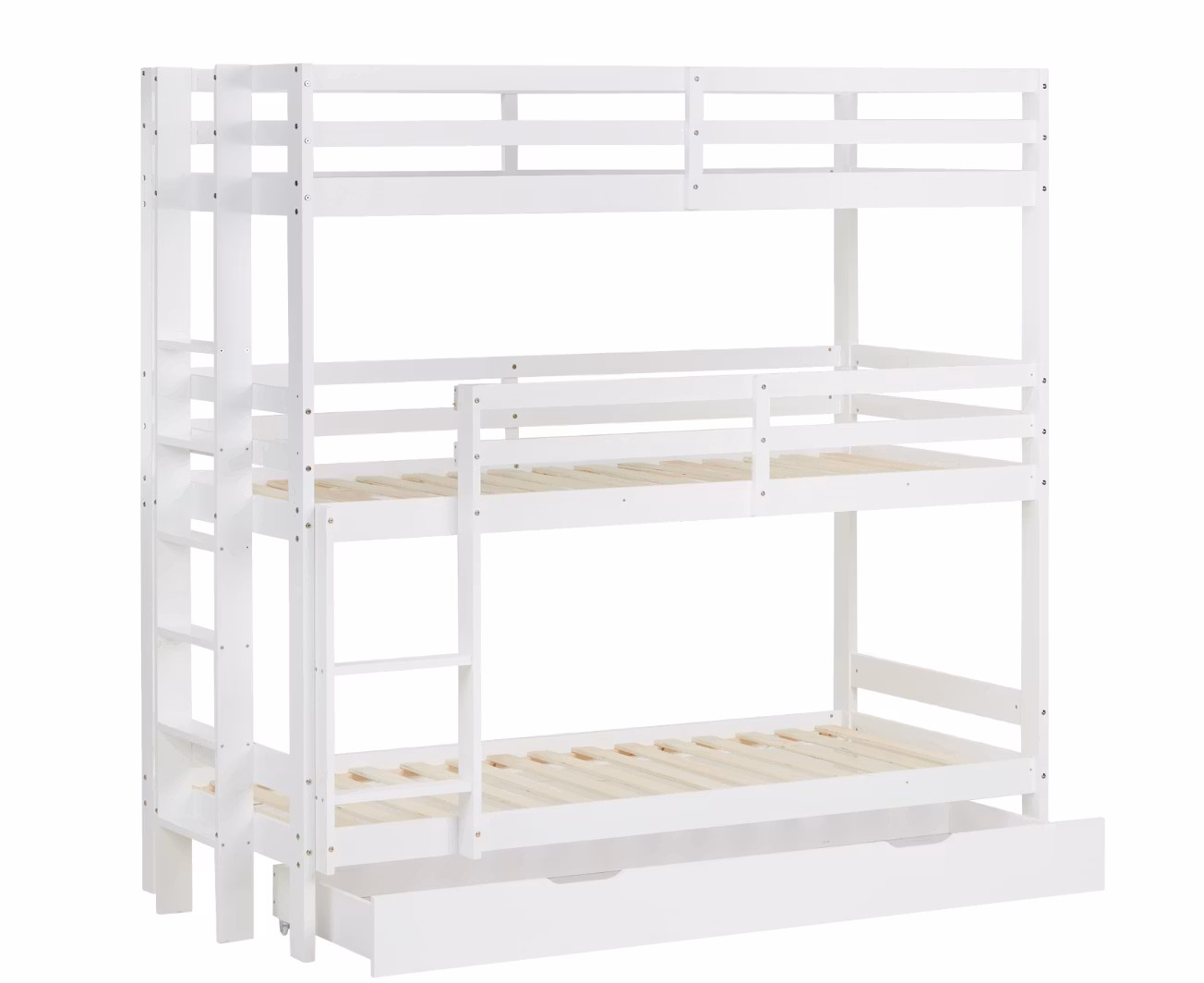 Hvid køjeseng med tre senge 90x200 cm