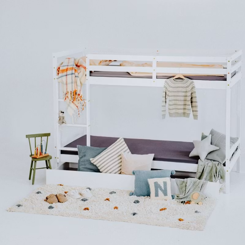 Hvid køjeseng med opbevaring 90x200 cm