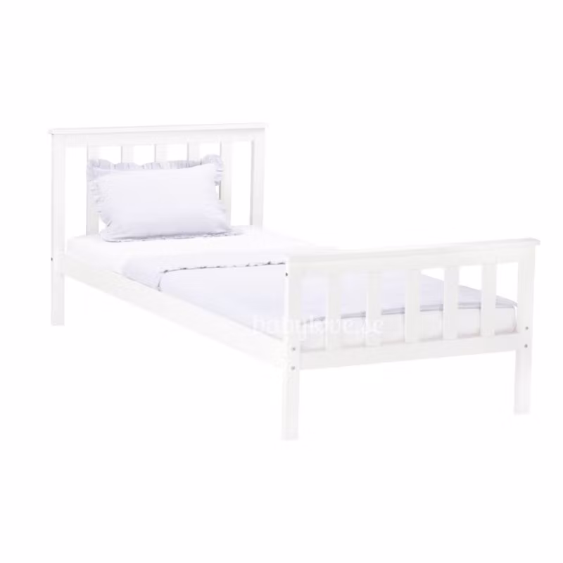 Hvid enkeltseng i træ 90x200 cm