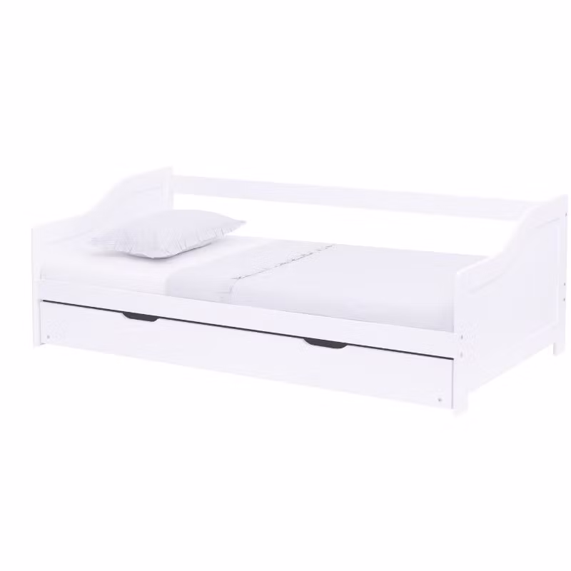 Hvid seng med udtræksseng 90x200 cm