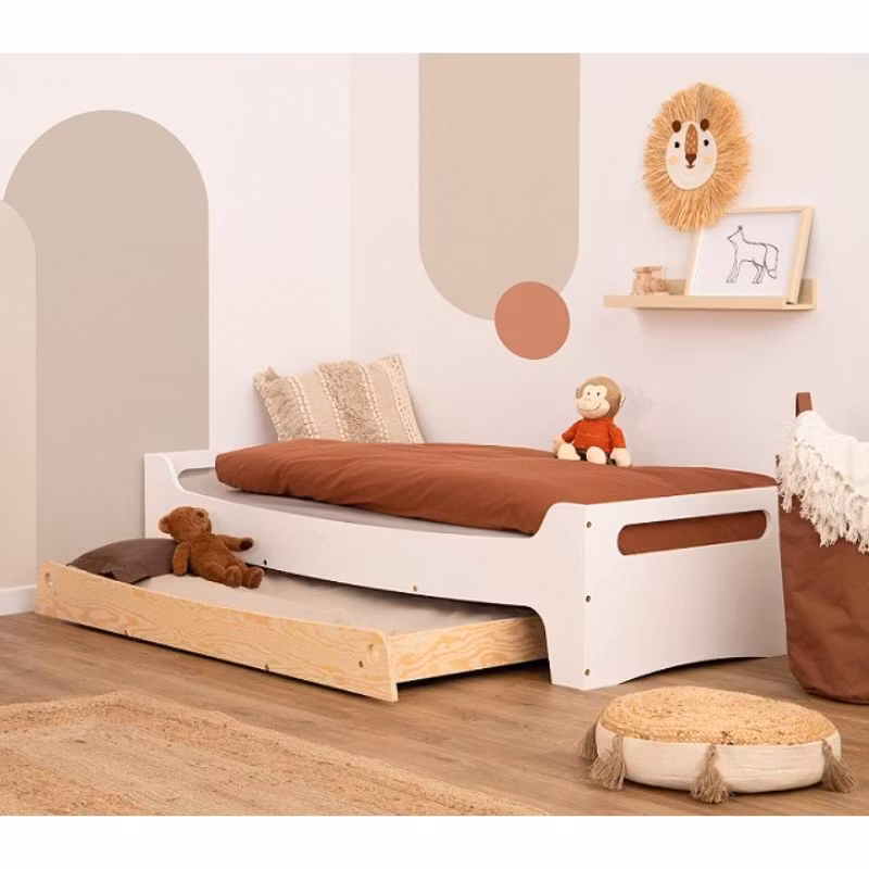 Hvid børneseng med opbevaring/udtræksseng, Tobias