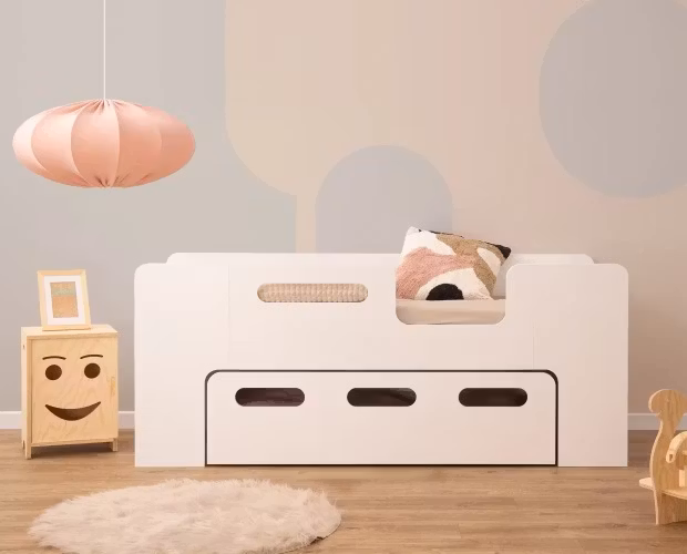 Hvid børneseng med opbevaring/udtræksseng, Poppy