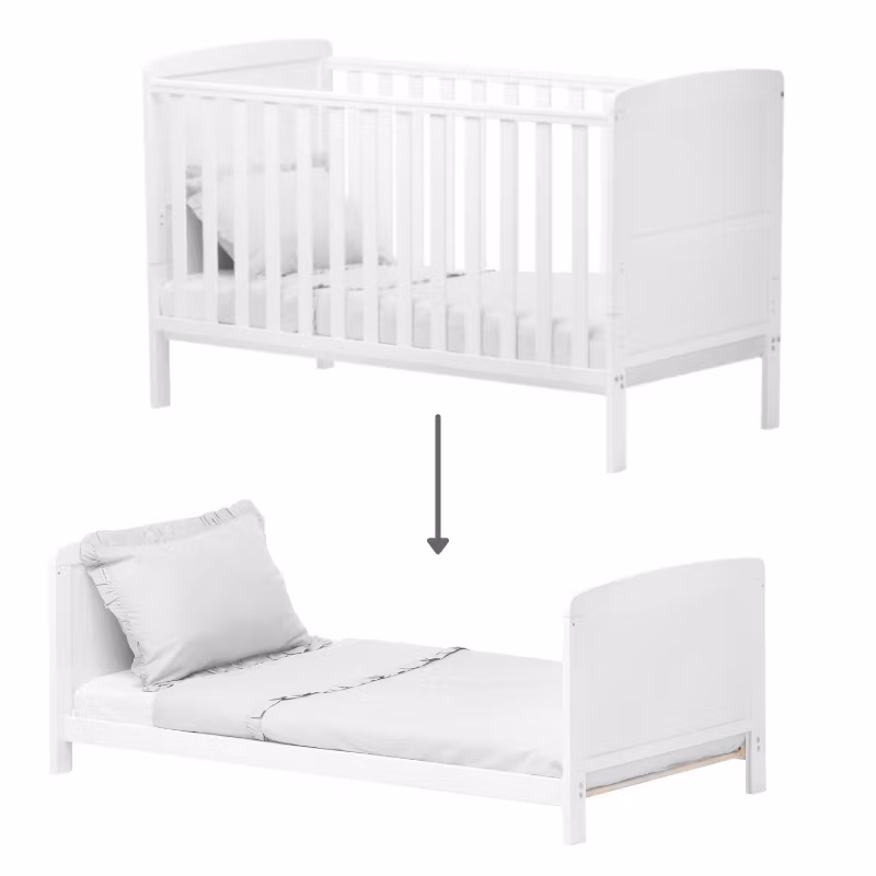 Babylove hvid tremmeseng/juniorseng 2 i 1