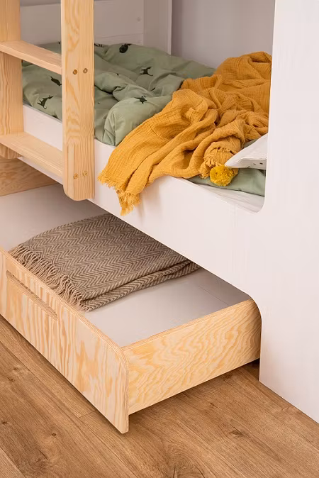 Hvid køjeseng med opbevaring/udtræksseng, Melker