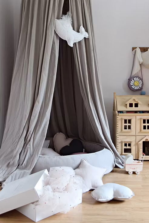 Cotton&Sweets, Mørk beige maxi sengehimmel i bomuld