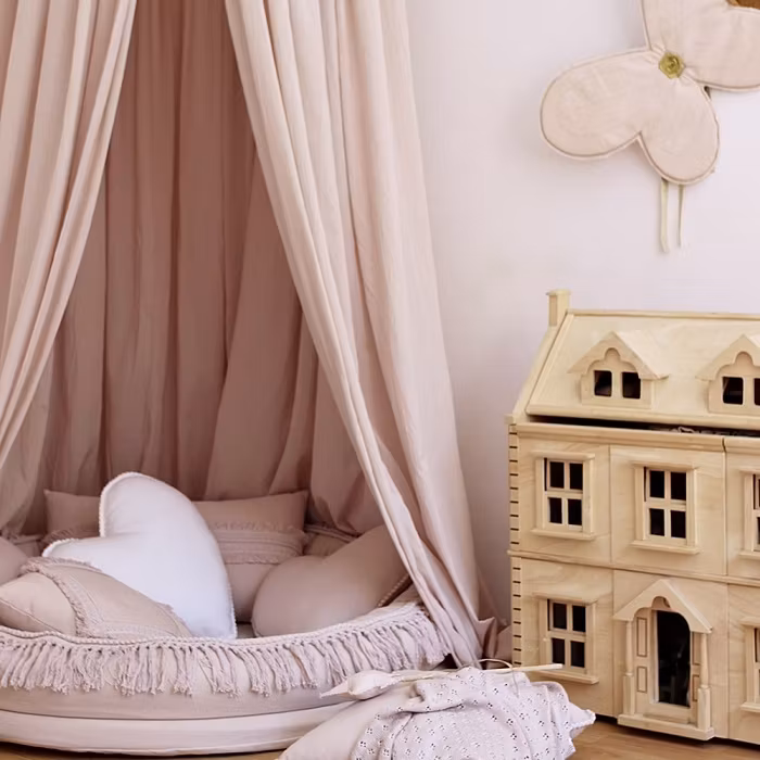 Cotton&Sweets, Lyserød boho maxi sengehimmel i bomuld