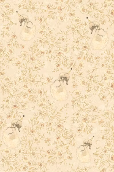 Mrs Mighetto, tapet Dear Swan, Pale Yellow