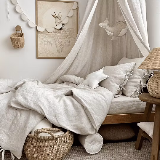 Cotton&Sweets, Beige stripes premium sengehimmel i linned