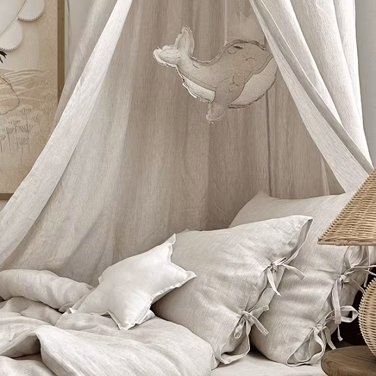 Cotton&Sweets, Beige stripes premium sengehimmel i linned