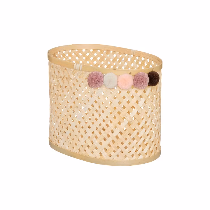 Opbevaringskurv med pomponer bambus, 3 stk