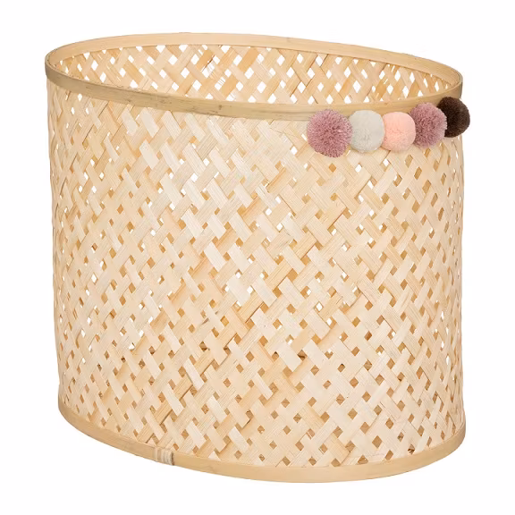 Opbevaringskurv med pomponer bambus, 3 stk