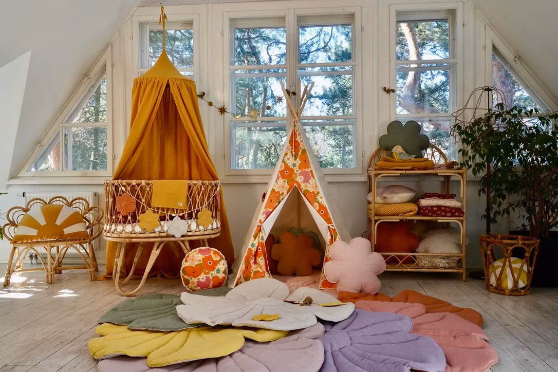 Moi Mili, legemåtte i linned, Bloom Powder Rose